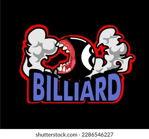 Monster shaped black billiard ball, vector illustration design for billiard sport