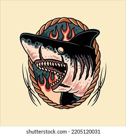 monster shark illustration vector design
