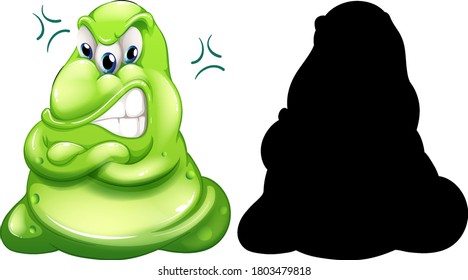 Monster with its silhouette on white background illustration