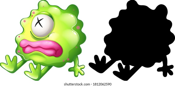 Monster with its silhouette on white background illustration