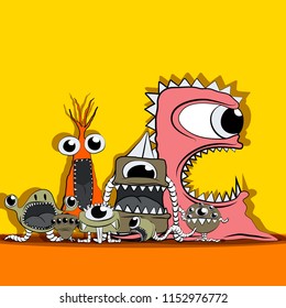 monster of simple color illustrations