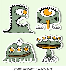 monster of simple color illustrations
