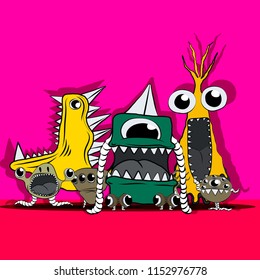 monster of simple color illustrations