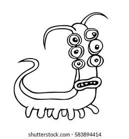 Monster six-eyed centipede vector illustration