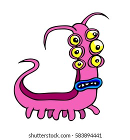 Monster six-eyed centipede vector illustration