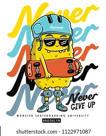 monster skateboarding vector design