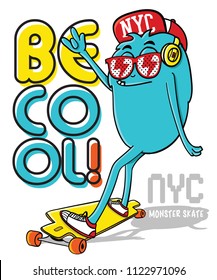 monster skateboarding vector design