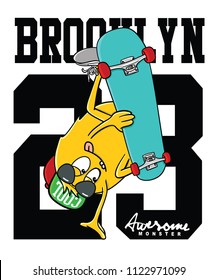 monster skateboarding vector design