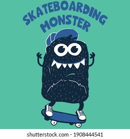 monster skateboarding vector graphic illustration