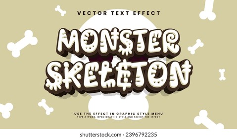 Monster skeleton editable text style effect. Vector text effect for Halloween celebrations with monster costumes.