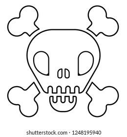 Monster skull with bones. Vector icon