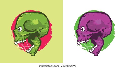 Monster Skull Colorful Vector Design Illustration
