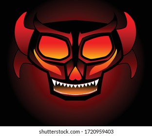 monster skull face vector design with dark gradient color background