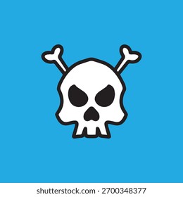 monster skull head icon in line art style