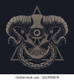 Monster skull One eye vector illustration for your company or brand