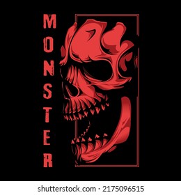 Monster skull vector graphic t shirt