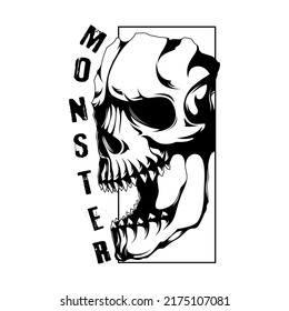 monster skull vector graphic tshirt 