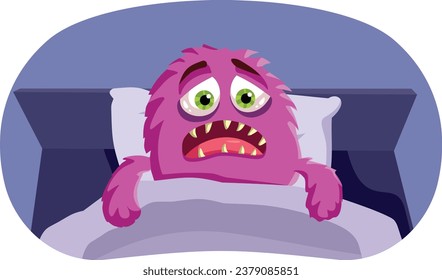 
Monster Sleeping and Having a Nightmare Funny Vector Cartoon Illustration. Hilarious spooky creature feeling tired and insomniac due to fear and phobias
