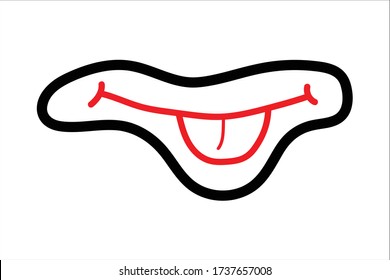Sonrisa monstrual en ilustración vectorial de fondo blanco