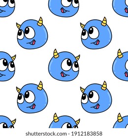 monster smile seamless pattern textile print. Great for summer vintage fabric, scrapbooking, wallpaper, giftwrap. repeat pattern background design