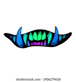 monster smile with sharp multicolored teeth