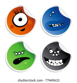 Monster smileys, set of wicked stickers.