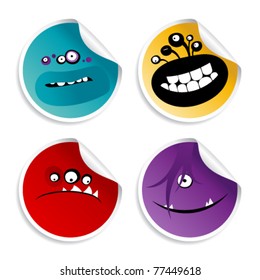 Monster smileys, set of wicked stickers.