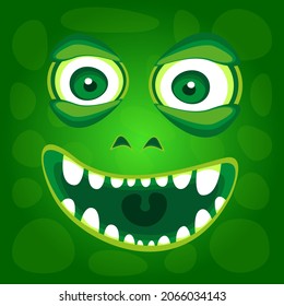Monster. Smiling stylized face on a green background