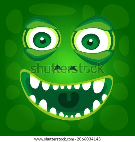 Monster. Smiling stylized face on a green background