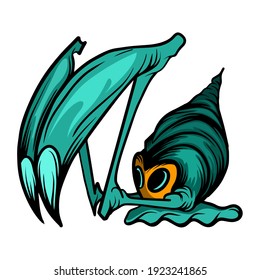 Monster snail cartoon Vector. Funny and scary Animals cartoon character illustration clipart