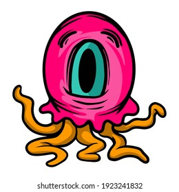 Monster squid cartoon Vector. Funny and scary Animals cartoon character illustration clipart