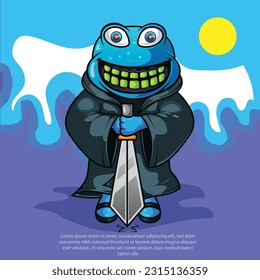 Monster standing with holding a sword vector illustration
