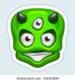 Monster sticker. A cute, cartoon monster with a smile.