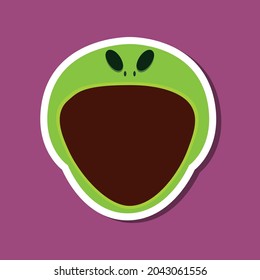 Monster stickers With Halloween Alien. Purple Background. Flat design. Halloween symbols. Vector and Illustration.