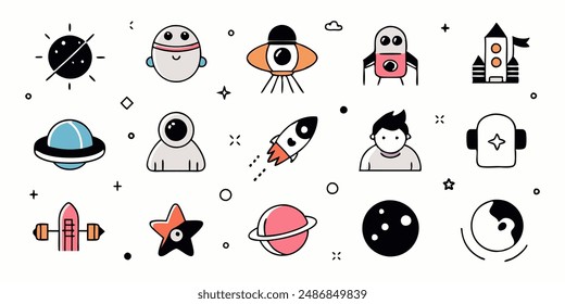 Monster super big icon set. Happy Halloween. Funny head face colorful silhouette. Cute cartoon kawaii baby character. Eyes horn teeth fang tongue. Hands up, down. Flat design. White background. Vector