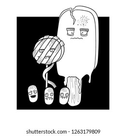 Monster Sweets hand drawn print