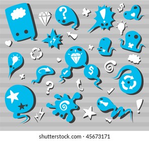 monster talk bubbles set with icons