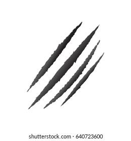 Monster tear. Black Claws scratching animal tiger, bear break isolated on white background. Decoration vector illustration.