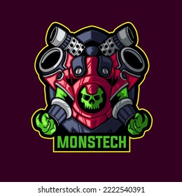 monster technology mascot logo illustration