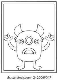 Monster template colouring page design