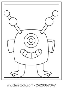 Monster template colouring page design