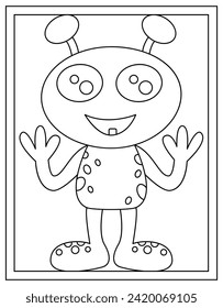 Diseño de página de coloreado de plantillas de monstruos