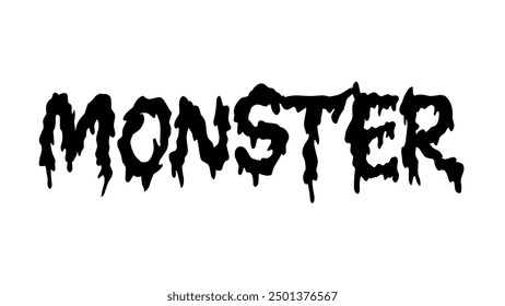 monster text typography melt style black vector illustration 