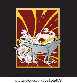 monster tiger vector illustration with japanese theme