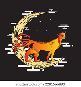 monster tiger vector illustration with japanese theme