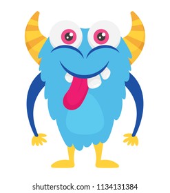 
A monster with tongue out and devil horns, monster hunter 
