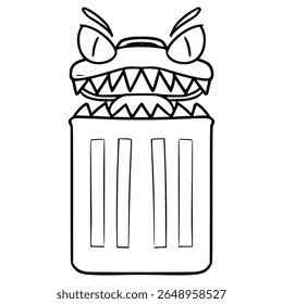 monstro lixo Bin personagem ilustração desenhado à mão esboço vetor
