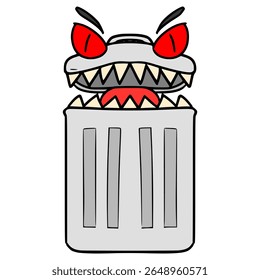 monstro lixo Bin personagem ilustração desenhado à mão vetor isolado
