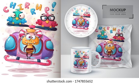 Monster travel poster and merchandising. Vector eps 10