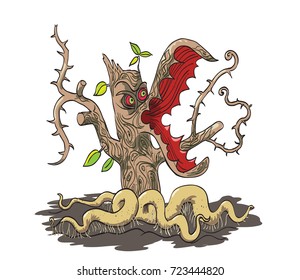 Monster tree cartoon image. Artistic freehand drawing.